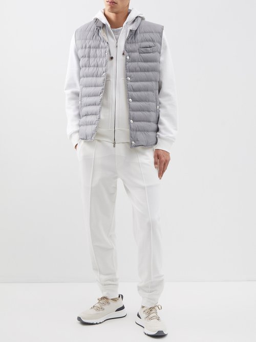 Brunello Cucinelli - Zipped Hooded Cotton Hoodie - Mens - White