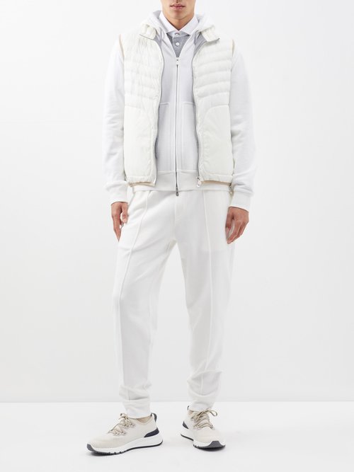 Brunello Cucinelli - Raised-seam Cotton-blend Track Pants - Mens - White