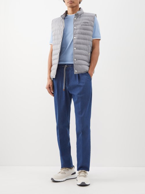 Brunello Cucinelli - Drawstring-waist Denim Trousers - Mens - Blue