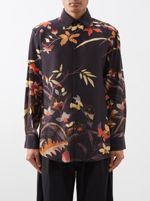 floral-print silk shirt, ETRO
