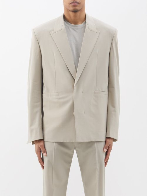 Givenchy - Oversized-shoulder Wool-blend Suit Jacket - Mens - Stone