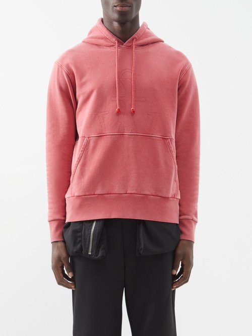 JW Anderson - Logo-embroidered Cotton-jersey Hoodie - Mens - Red