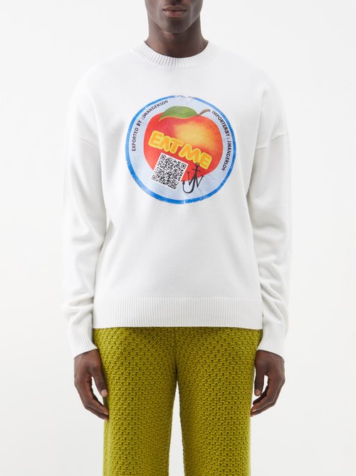 JW Anderson - Eat Me Crew-neck Sweater - Mens - White