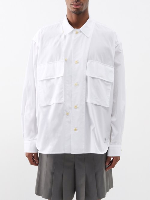 Sacai - X Thomas Mason Cotton-poplin Shirt - Mens - Off White