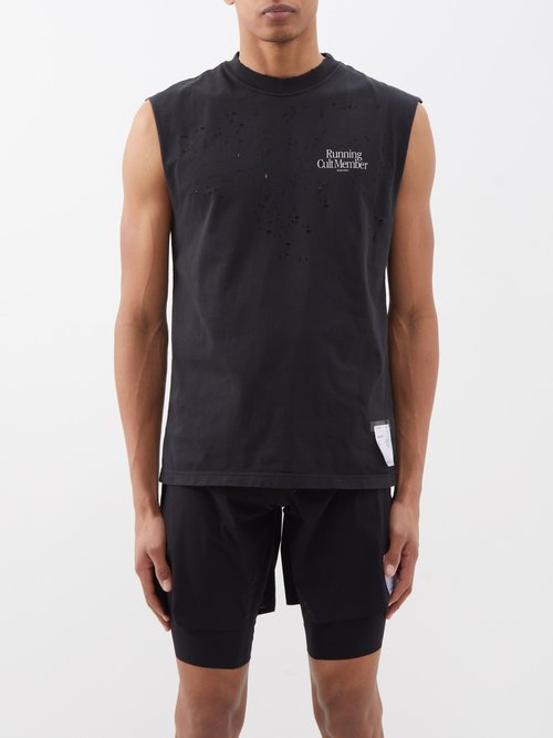 Satisfy - Mothtech Organic-cotton Sleeveless T-shirt - Mens - Black