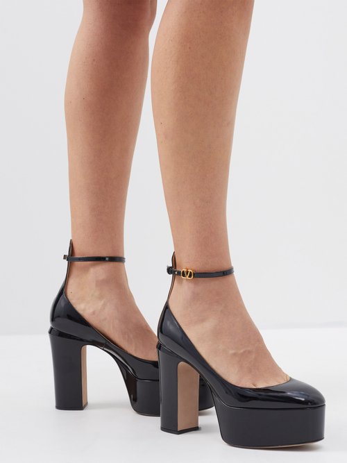 Black Tan-Go 120 patent-leather platform pumps, Valentino Garavani