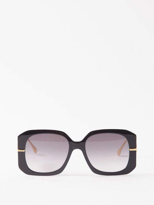 Fendi Eyewear - Fendigraphy Oversized Square Acetate Sunglasses - Womens - Black Grey