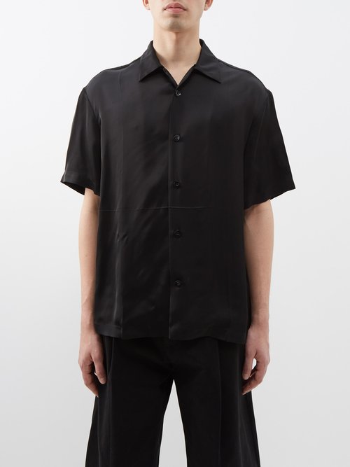 Jil Sander - Pressed-front Viscose Short-sleeved Shirt - Mens - Black