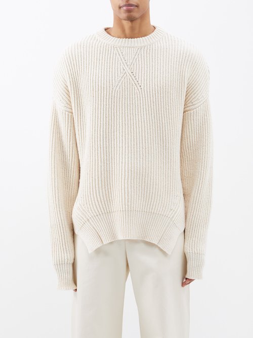 Jil Sander - Asymmetric Rib-knit Wool Sweater - Mens - Cream