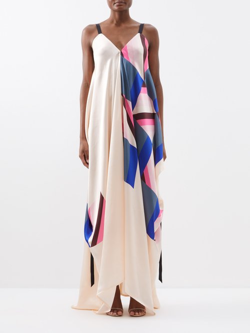 Louisa Parris The Poiret Printed Silk-satin Maxi Dress