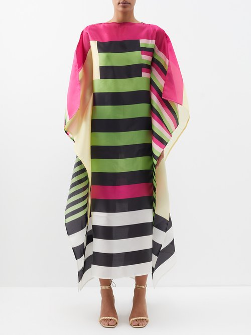 Louisa Parris The Quincey Colour-blocked Silk-organza Dress