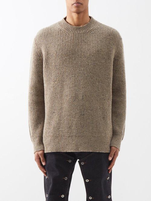 Maison Margiela - Wool-blend Ribbed Sweater - Mens - Walnut