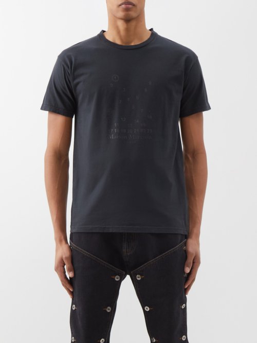 Maison Margiela - Logo-print Cotton-jersey T-shirt - Mens - Charcoal