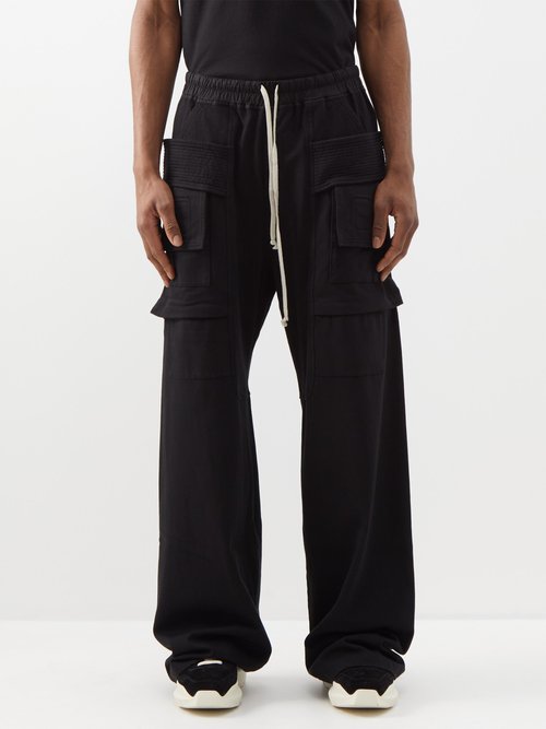 Rick Owens Drkshdw - Creatch Drawstring-waist Cotton Cargo Trousers - Mens - Black