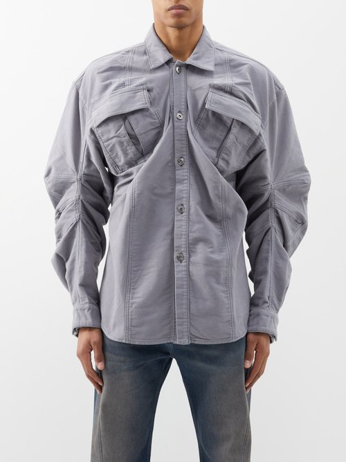 Y. Project Hook And Eye Synthetic Leather Jacket in Gray for Men