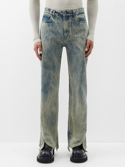 Y/project Tudor Acid-wash Straight-leg Jeans In Blue Beige | ModeSens