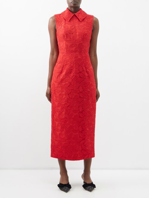 Emilia Wickstead - Mason Lace-embroidered Mesh Dress - Womens - Red