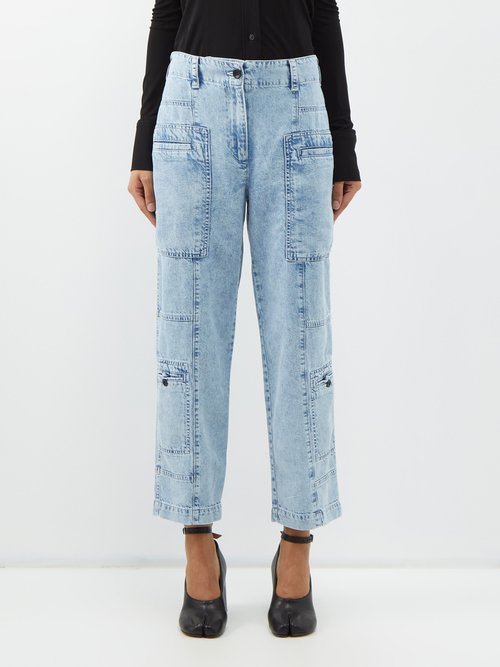 Proenza Schouler White Label - Panelled Organic Cotton-blend Straight-leg Jeans - Womens - Light Denim