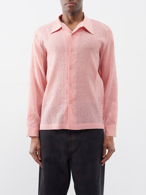séfr - jagou heart-print cotton-blend shirt mens pink