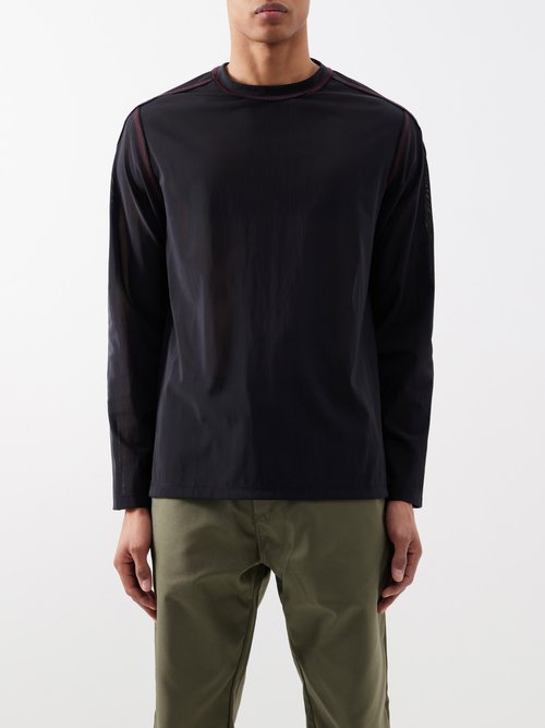 Affxwrks - Boxed Seam-stitched Technical-mesh Top - Mens - Black
