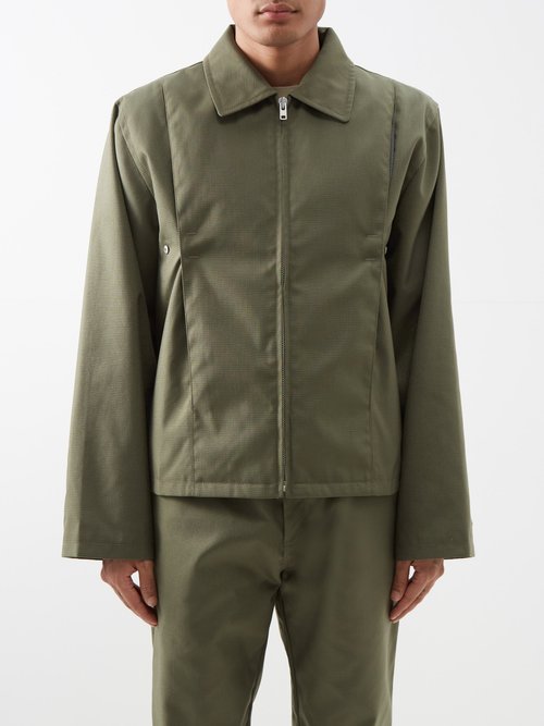 Affxwrks - Pleated Nylon-ripstop Jacket - Mens - Green