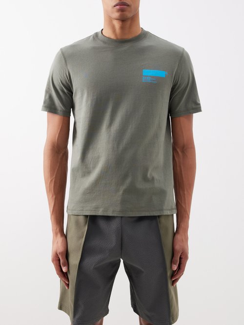 Affxwrks - Standardised Logo-print Cotton-jersey T-shirt - Mens - Light Green