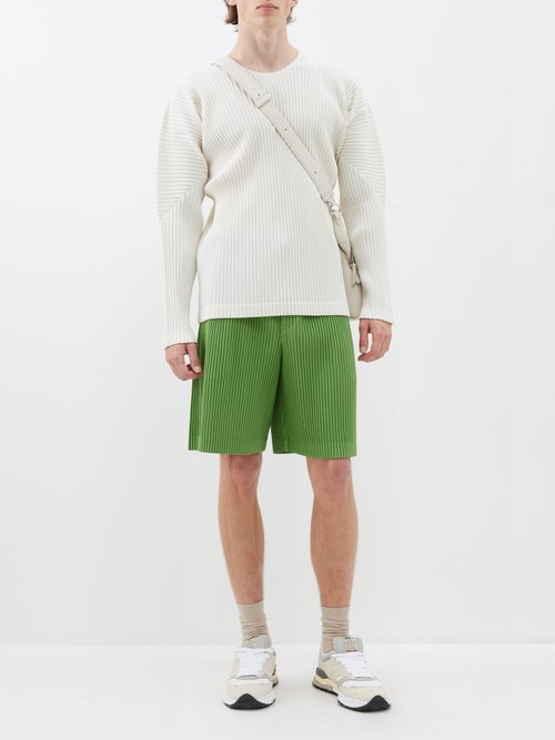 HOMME PLISSÉ ISSEY MIYAKE: Off-White Color Pleats Trousers