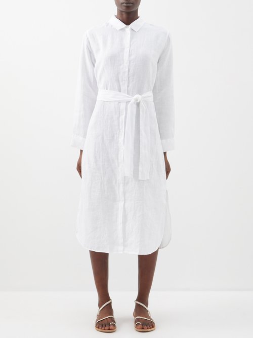 Melissa Odabash Dania Linen Shirt Dress In White | ModeSens