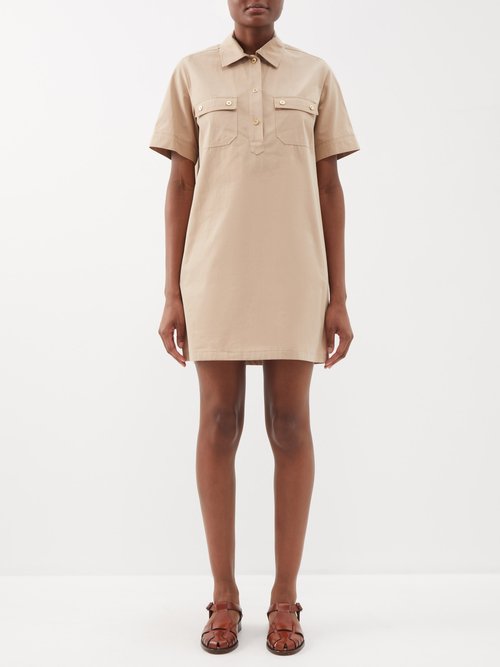 A.P.C. - Bérangère Flap-pocket Cotton Mini Shirt Dress - Womens - Beige