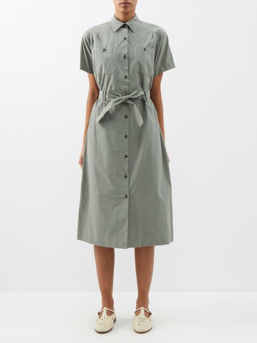 A.P.C. - Drew Belted Cotton Shirt Dress - Womens - Khaki