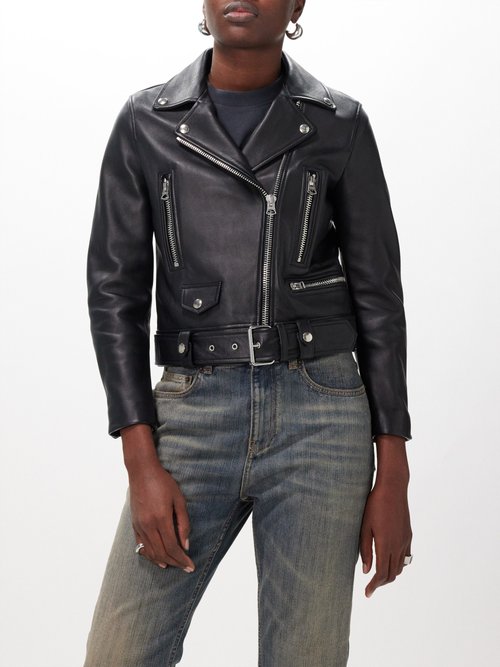 Acne Studios Black Leather Cropped Jacket | Smart Closet