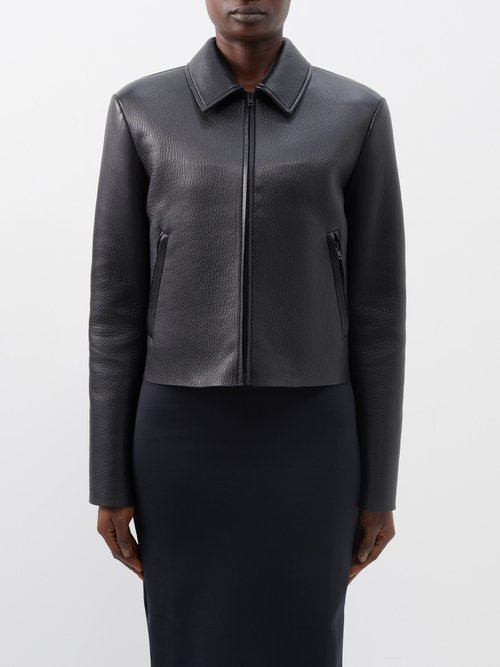 Acne Studios Libo Cropped Leather Jacket In Black | ModeSens