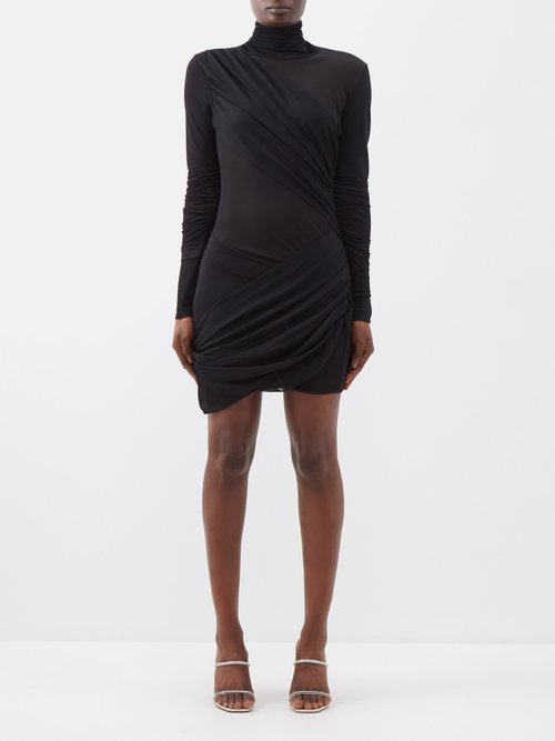 Gauge81 - Ula Wrap-front Jersey Mini Dress - Womens - Black