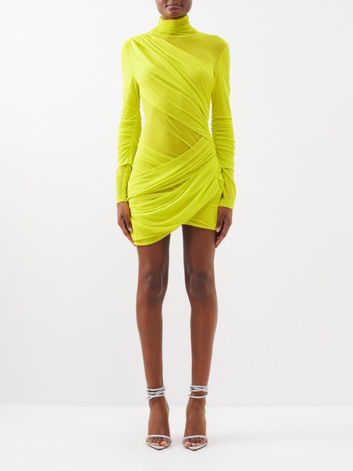 Gauge81 - Ula Wrap-front Jersey Mini Dress - Womens - Yellow