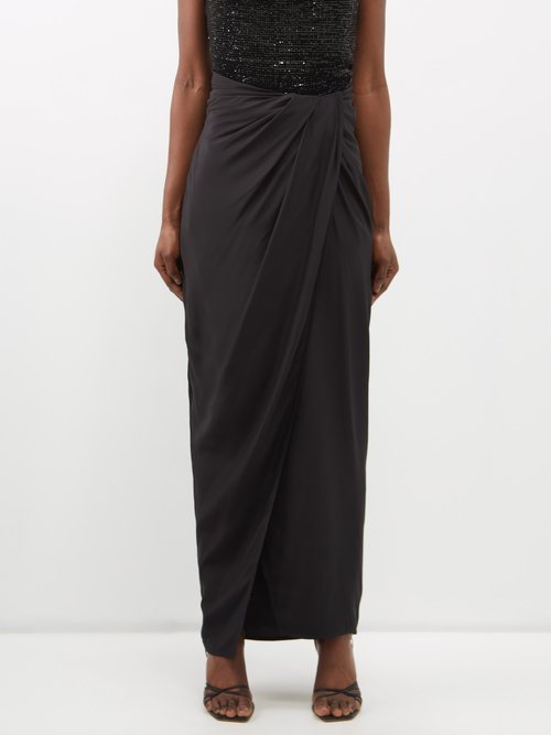 Gauge81 - Paitav High-rise Silk Wrap Maxi Skirt - Womens - Black