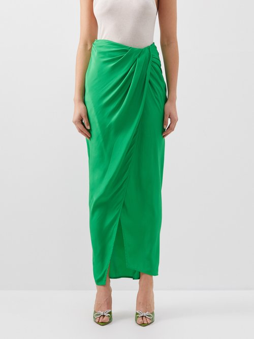 Gauge81 - Paita High-rise Silk Wrap Maxi Skirt - Womens - Green