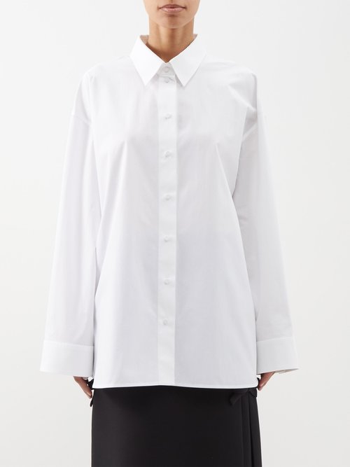 Valentino - Oversized Cotton-poplin Shirt - Womens - White
