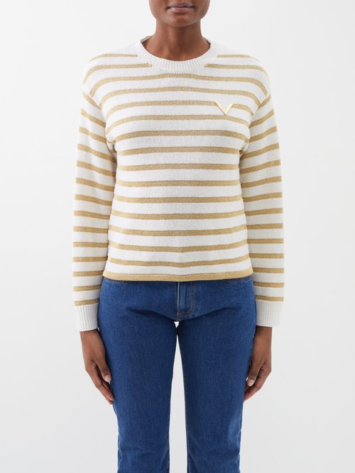 Multi-Stripe Lurex Crewneck Sweater