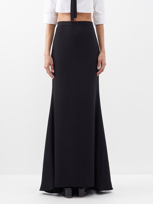 Valentino - High-waist Silk Maxi Skirt - Womens - Black