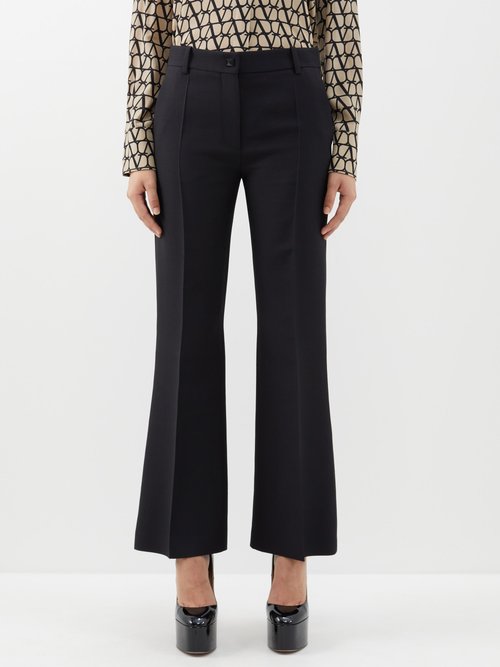 Valentino - Crepe Couture Wool-blend Flared Trousers - Womens - Black