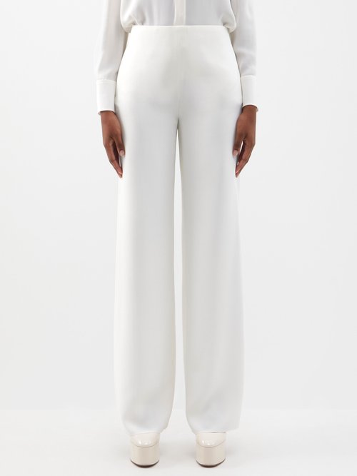 Valentino - High-waist Silk-cady Wide-leg Trousers - Womens - Ivory