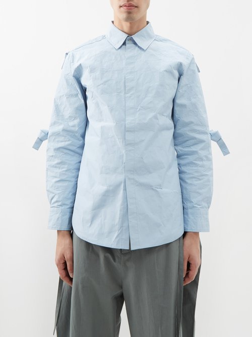 Craig Green - Metal Striped Crinkled-canvas Shirt - Mens - Blue