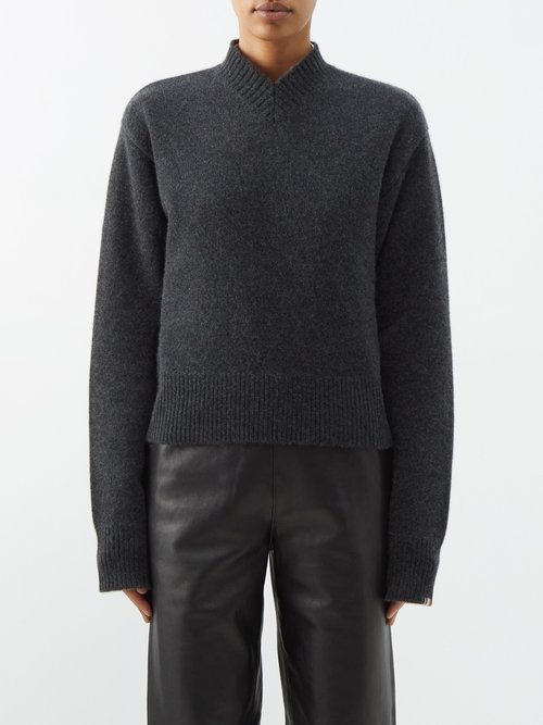 Extreme Cashmere - No.254 Demi High-neck Cashmere Sweater - Womens - Dark Grey