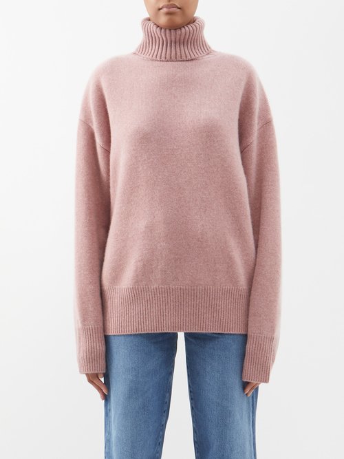 Extreme Cashmere - No.255 Home Roll-neck Cashmere Sweater - Womens - Light Pink