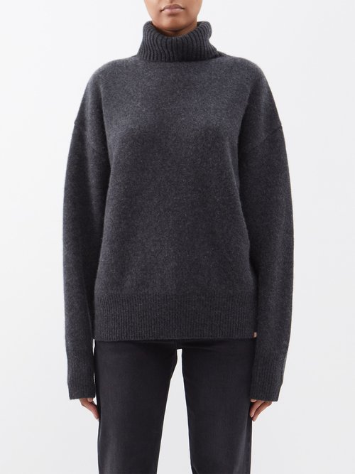 Extreme Cashmere - No.255 Home Cashmere Roll-neck Sweater - Womens - Dark Grey
