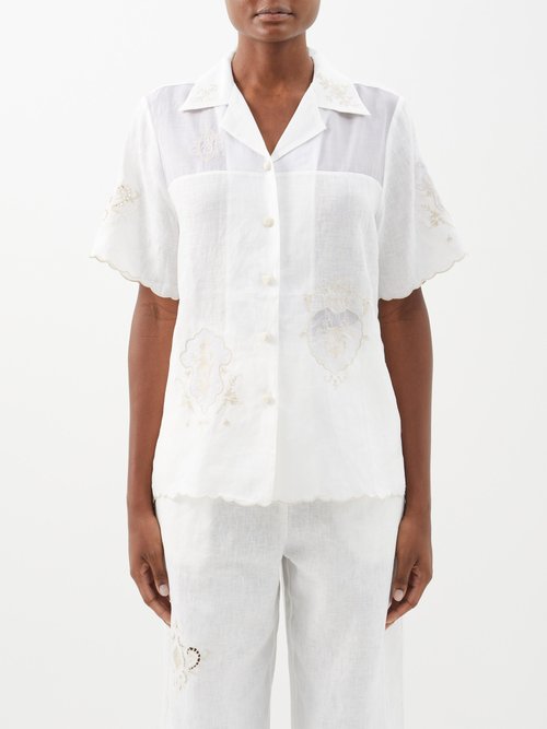 Ale mais - Laurie Linen And Organza Shirt - Womens - White