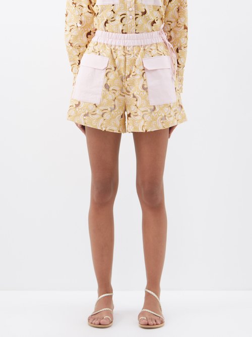 Ale Mais Anthea Broderie-anglaise Cotton Shorts In Cream Pink