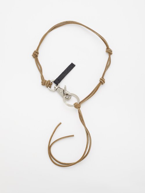 Our Legacy Ladon Leather Necklace In Oliva | ModeSens
