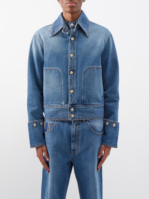 Bleached Blue Monogram Denim Jacket - GBNY