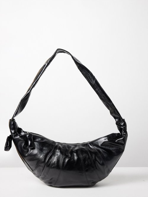 Croissant Large Coated-canvas Belt Bag In Black